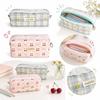 Cherry Bow Pen Pouch Large Capacity Cosmetic Pouch Cute Clutch Bags  School Stationery