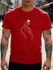 Unisex Cotton Short Sleeve Crew Neck Tee Minimal Finger Heart Sketch RoUnisextic Print Gift For Boyfriend Casual Summer Daily Top