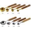 4Pcs Stainless Steel Coffee Measuring Spoon Wooden Handle Baking Tool  Ice Cream Sugar Salt Spice
