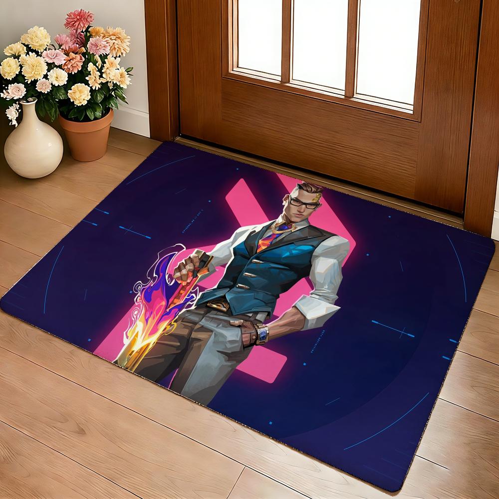 Game V-ValorantS Cool Floor Mat Cozy Flannel Soft Thick Non-Slip Mat For Living Room Bedroom Kitchen Decor Rugs
