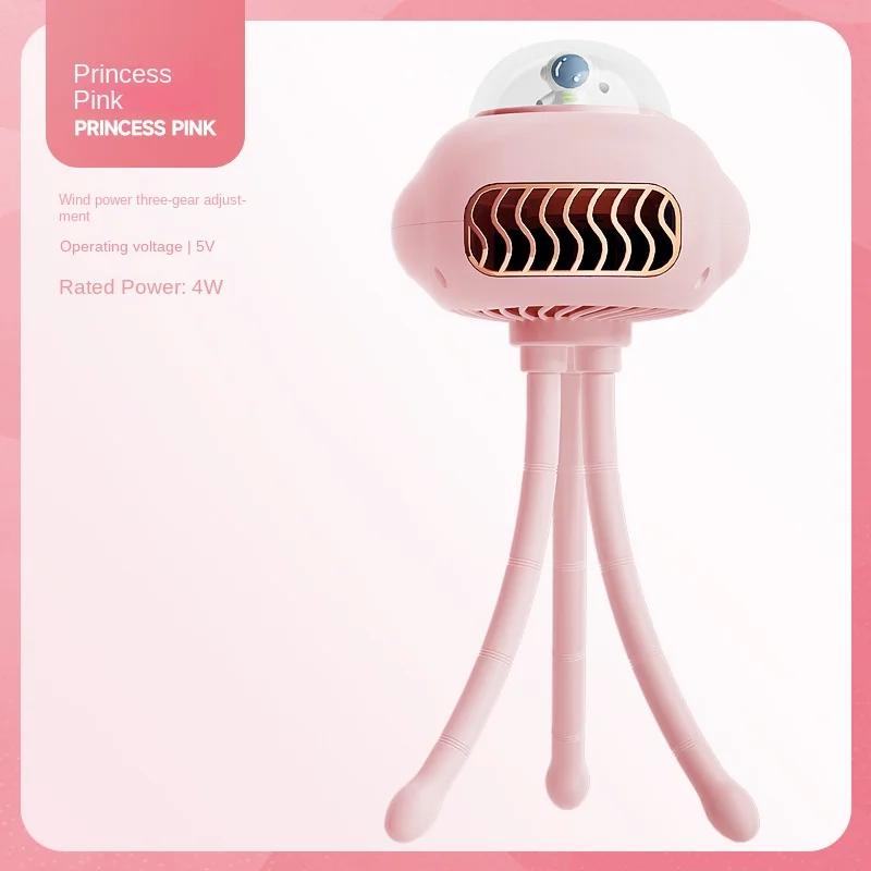 

New Mini Handheld Portable USB Clip on Rechargeable Bladeless Fan with Flexible Tripod for Stroller Car Seat Bike Desk рожевий