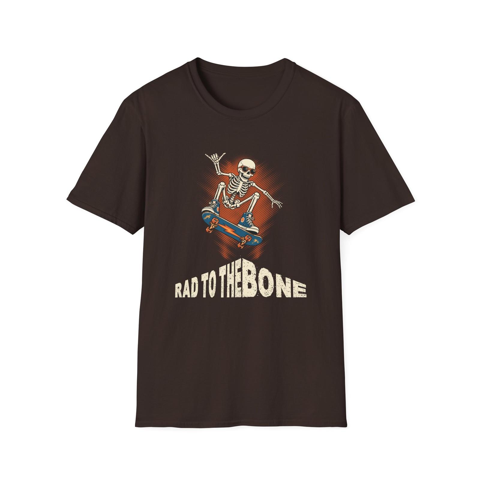 Rad To The Bone Skateboarding Skeleton Retro Vintage Skateboard Shirt S