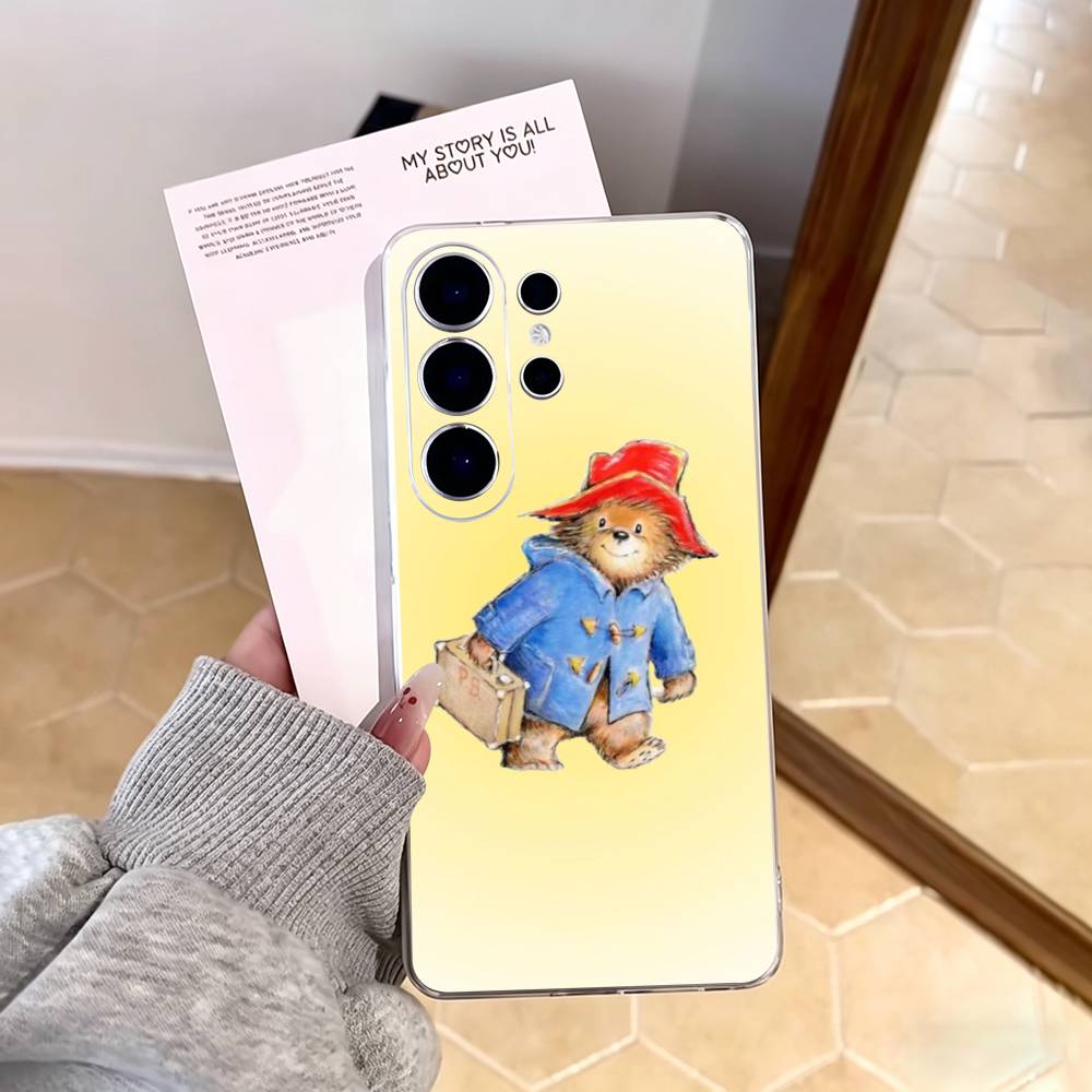 Cute P-Paddington Bear Phone Case For Samsung S25,S24,S21,S22,S23,S30,Ultra,S20,Plus,Fe,Note,10,9,5G Transparent Cover