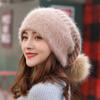 Wool Hat Women's Winter Versatile Rabbit Fur Hat Women's Winter Tide Thickened Warm Knitted Hat Cute Beret Women