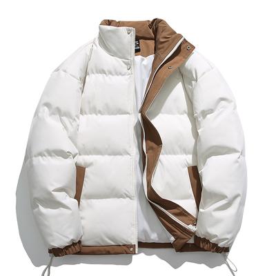 Cotton-padded Men's Winter Korean Version of Solid Color Stand-up Collar Bread Clothes, Warm and Thickened Casual Cotton Clothes, Men's Jackets