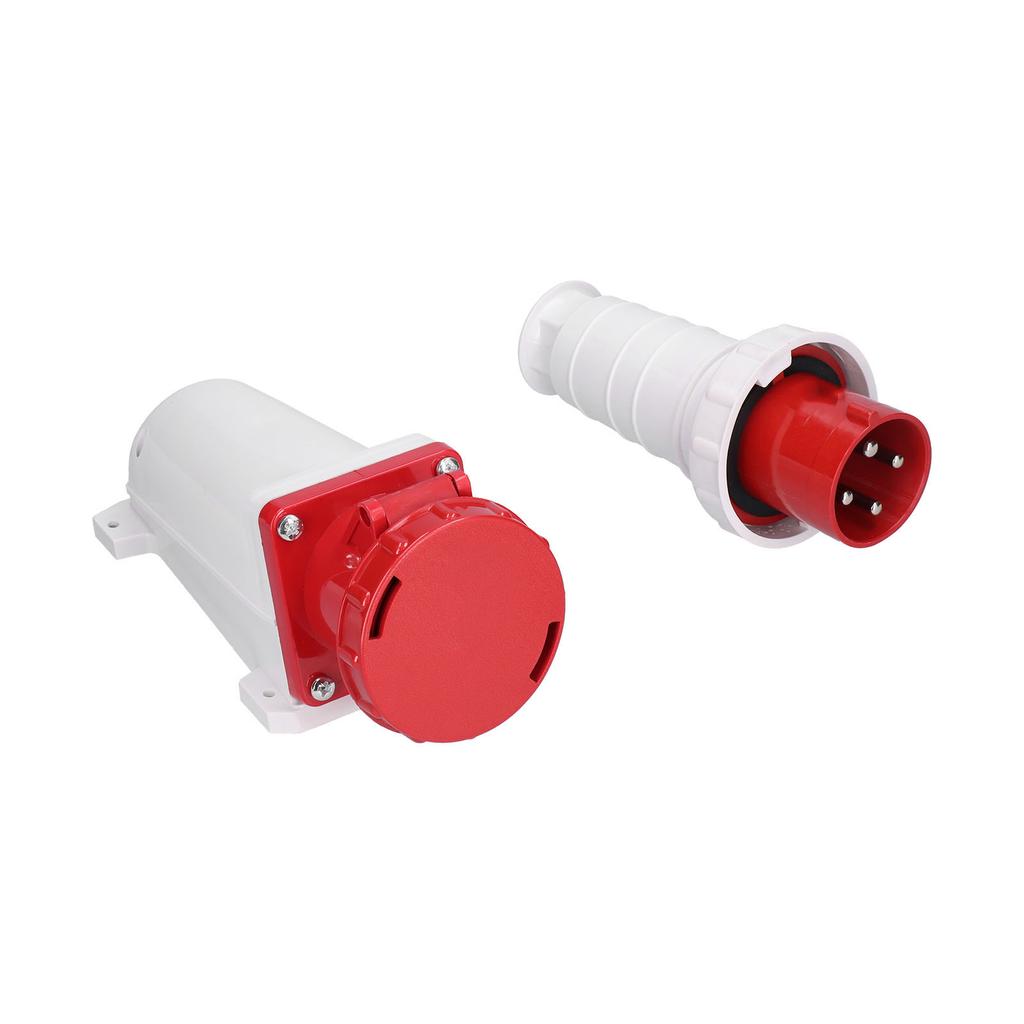 Conjunto de conectores de tomada industrial IP67 à prova d'água 3 fases de energia 4 pinos 63A 3P+E 380415V