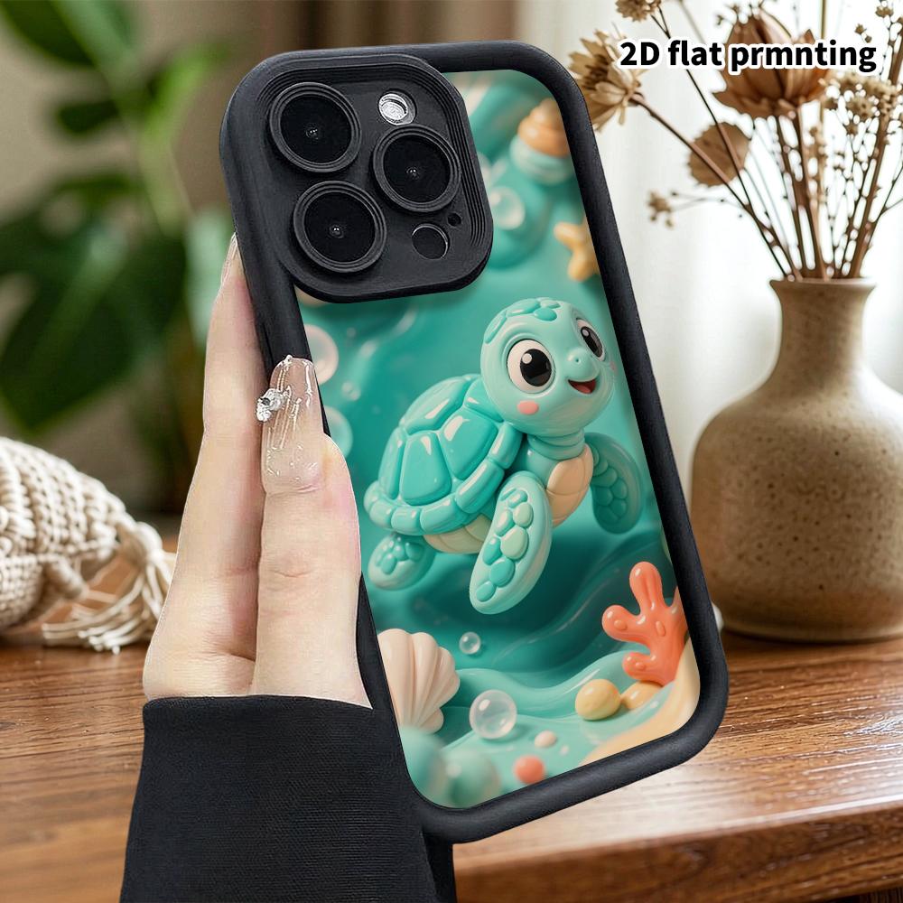Phone Case: 2D Flat Design, Compatible with iPhone 18 17 16 15 14 13 Pro Protective Cases, Little Sea Turtle, Perfect Christmas and Halloween Holiday
