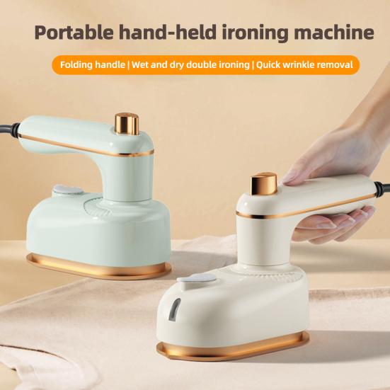 Portable Ironing Machine Garment Steamer with Rotatable Handle Fast Heating 2-in-1 Wet Dry Electric Iron Handy Wrinkle Remover