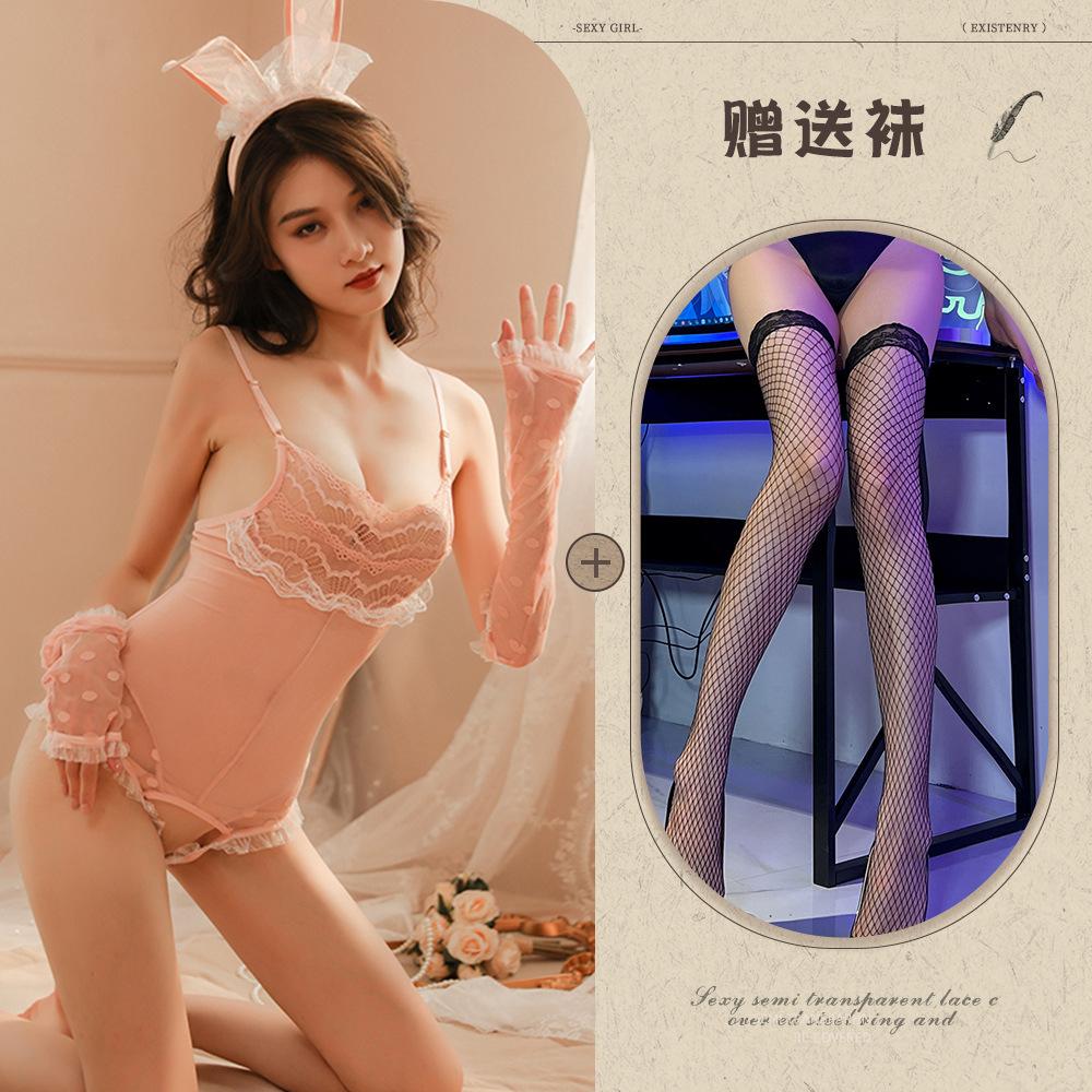 New Sexy Underwear Bunny Uniform Open Crotch Free Backless Temptation Tease Passion Suit