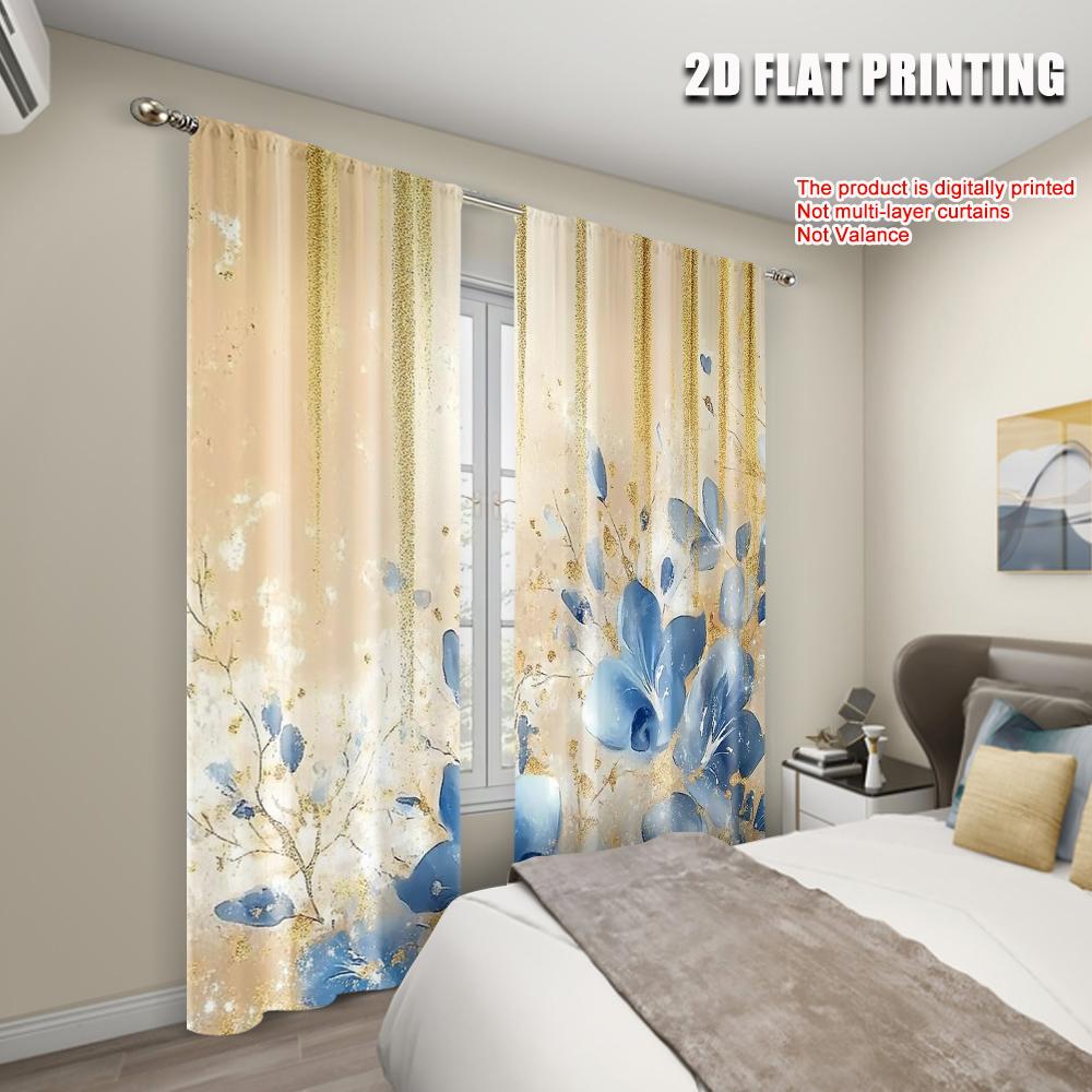 2pcs   plane printing Contemporary Curtains Abstract Art Floral Marble Polyester (without rod) Versatile All Perfect for
