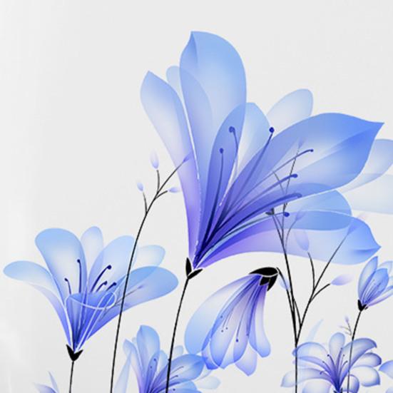 Blaue Blume Toilettenaufkleber, abnehmbarer, selbstklebender, wasserdichter PVC-Wohnzimmer-Wandkunst-Badezimmer-Toilettendeckel-Dekorationsaufkleber