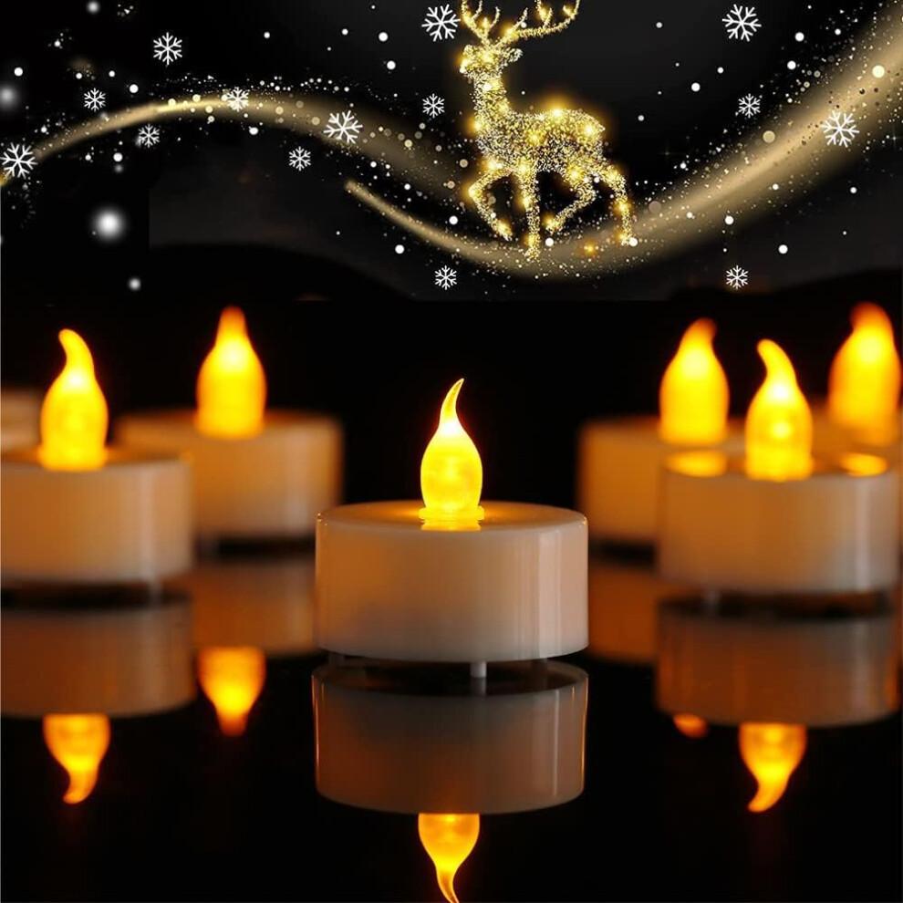100 Pack Realistic and Bright Flickering Battery Operated Flameless LED Tea Lights Candles, Tealights Electric Fake Candles for Halloween Christmas W