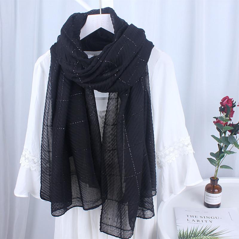 

Korean Version of Japanese Spring and Autumn Plaid Scarf for Women Cotton Linen Winter British Classic Scarf Gray Korean Version Versatile Student