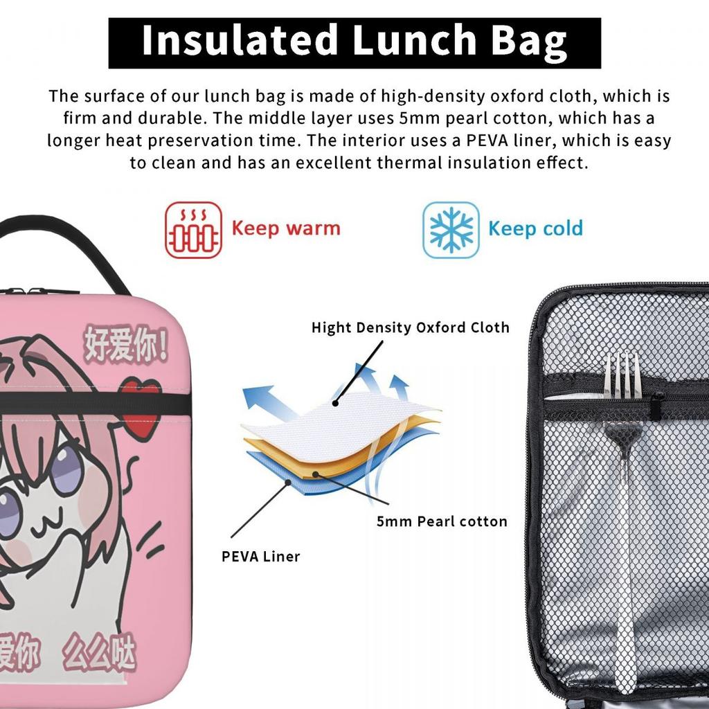 Doro Funny Meme Lunch Bag Funny Lunch Box Picnic Portable Thermal Lunch Bags Print Cooler Bag