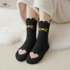 5 Pairs Thick Warm Mid-calf Socks for Womensmall Ear Flaps Socks for Home Autumn/Winter Coral Fleece Socks