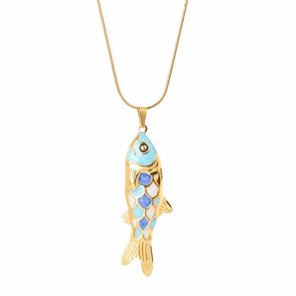 3D Charms Fish Pendant Necklace Snake Chain Marine Life Necklace Enamel Ocean Necklace  Classic