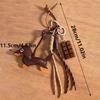 Vintage Leather Dachshund Puppy Braided Rope Pendant Keyring  Chocolate Keychain Women Bag Charms Key Holder Gifts