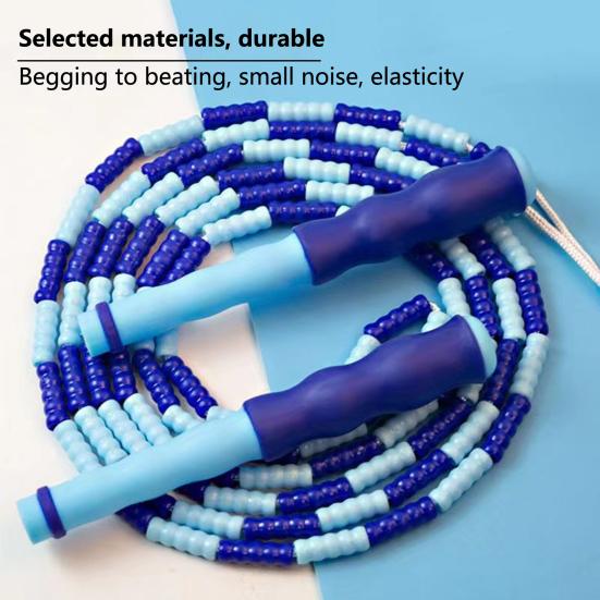 Beaded Skipping Rope Ergonomic Comfortable Grip Adjustable Flexibility Exercise PVC Physical Testing Training Jump Rope for Sports