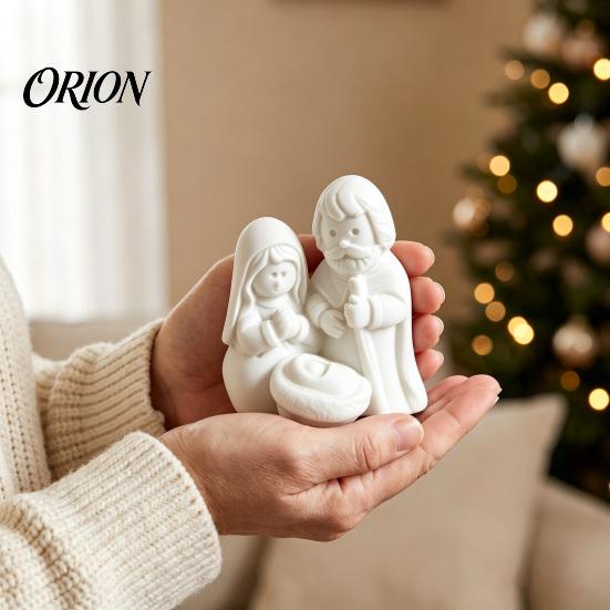 Bookshelf Christmas Figurines 3D Printed Nativity Figurine, Cute Holy Family Statue, Religious Scene Ornaments Holiday Desktop for Windowsills