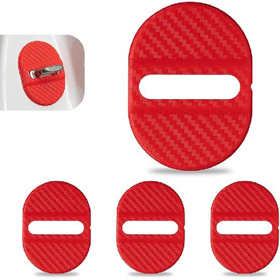 Car Door Latches Cover, Carbon Fiber Silicone Car Door Latch Covers, Automotive Door Lock Protection Decoration Accessories, Universal For Most Cars