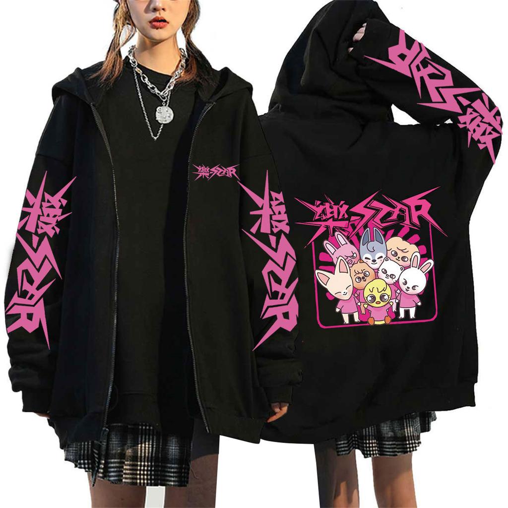 Women's Casual Fashion Printed Long Sleeve Zipper Hooded Sweatshirt