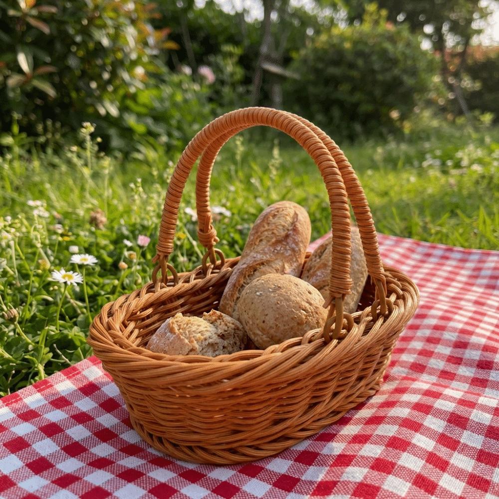 Einfacher Aufbewahrungskorb aus Imitationsrattan Haushalts-Tablett aus Kunstweide Obstaufbewahrungskörbe Hotelnutzung