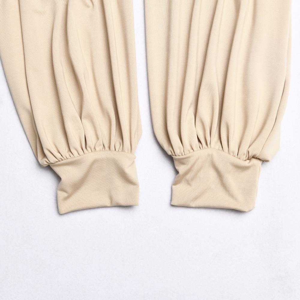 Dame Jumpsuiter Langermet V-hals Plissert Løse Bodysuits Topper For Damer Leotard Skjorter