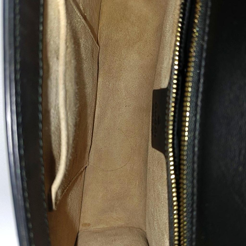 [Pre-Owned] Sylvie Gold Buckle Striped Web Satin Bow Wide Shoulder Strap Leather Handbag Crossbody Bag Shoulder Bag Small - Very Good #I98IOH