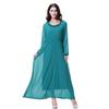 Women's Chiffon Lace Maxi Dress with Round Neck and Long Sleeves, TH923