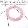 Pink Rose Powder Crystal Quartz Natural Stone Streche Bracelet Elastic Cord Pulserase Jewelry Beads Lovers Woman Gift