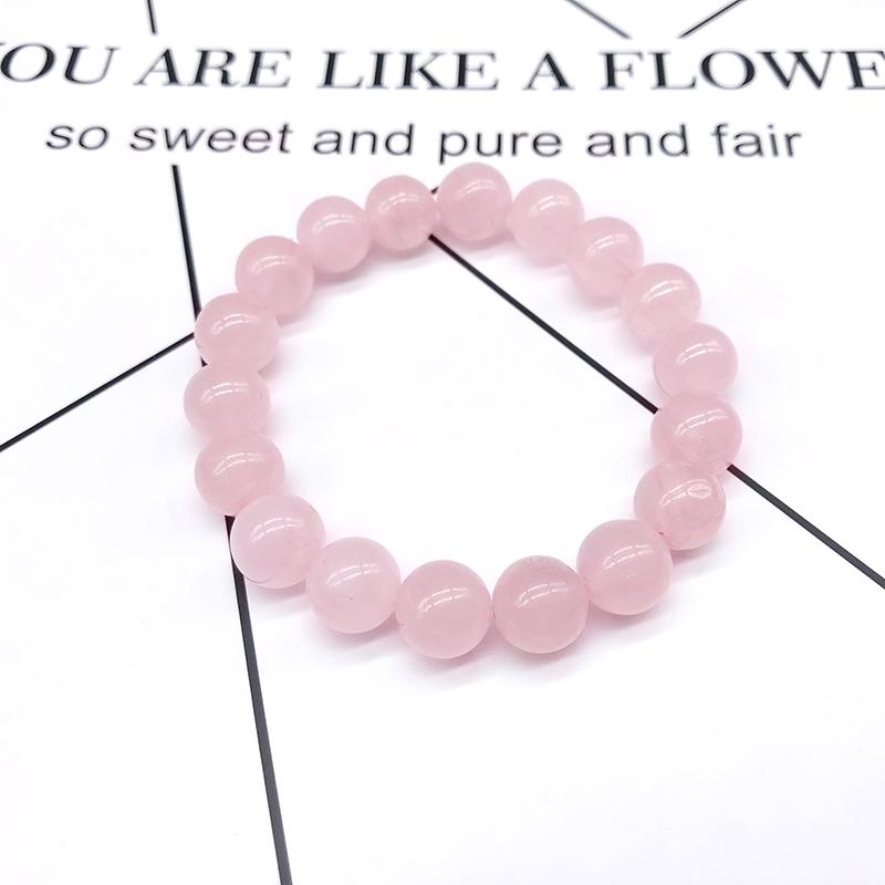 Pink Rose Powder Crystal Quartz Natural Stone Streche Bracelet Elastic Cord Pulserase Jewelry Beads Lovers Woman Gift