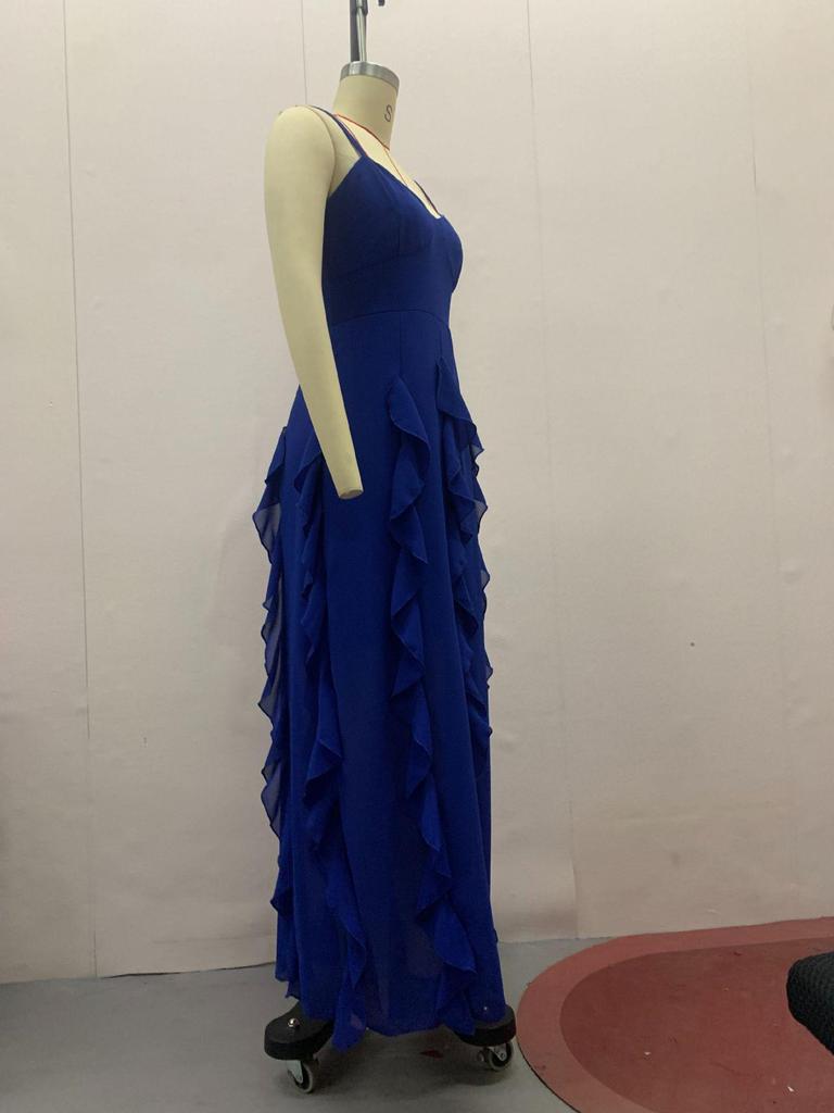 2024 Sommer Damen Rüschen-Spleiß Slim Fit Kleid