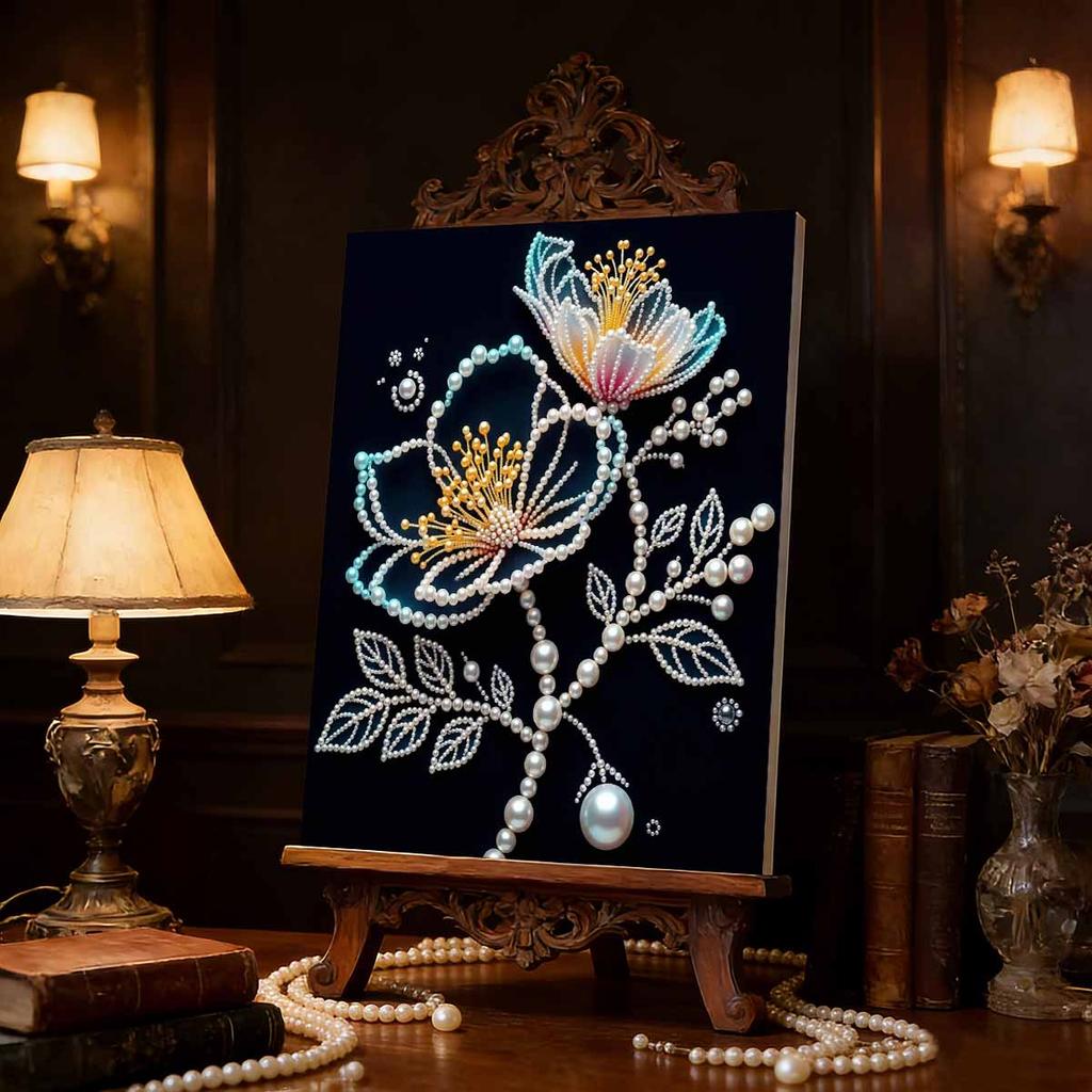 DIY Flower Pearl Diamond Art Painting Kits for Adults and Beginners,fine View Sparkling Painting Craft Home Wall Decor Handmade Gift