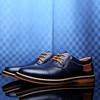 Fashion Men's Casual Leather Shoes Plus Size Men's Shoes Fashionable Business Casual Handmade Stitched Leather Shoes Zapatos Casuales