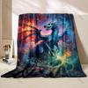 Multiple Sizes Blue Dragon with Fiery Wings Print Adult Children Warm Blankets Home Travel Car Soft and Comfortable Luxury Gifts