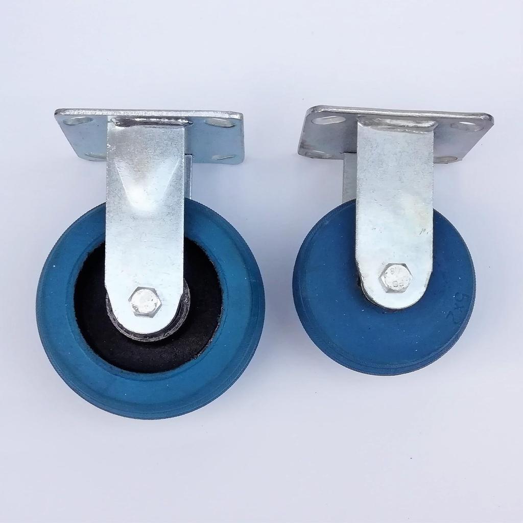Blue Heavy-Duty Industrial Rubber Wheel with Iron Core - Universal Flat Cart Steering Caster