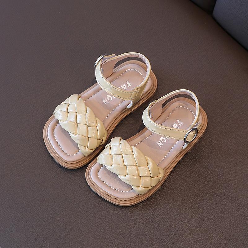 Girls' Fashion Woven Sandals Soft-Sole Open-Toe Princess Shoes for Toddlers Elegant Youth Shoes Cute Girls Sandals