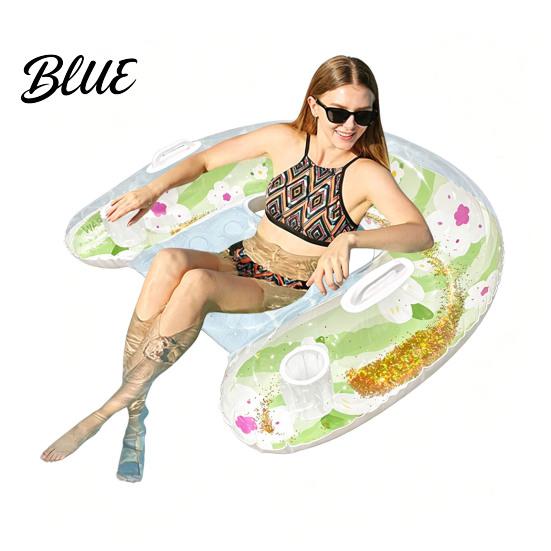 Swimming Pool Accessories U-shaped Inflatable Float for Adults Blow-Up Floating Lounge Chair Summer with Drink Holder Party Beach Lake Essentials