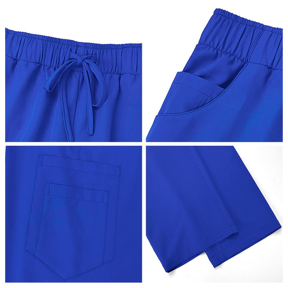 Color Matching Men'S And Women'S Thin Solid Color Short-Sleeved Trousers Doctor Nurse Beauty Salon Decoration Staff Construction Site Work Clothes Set