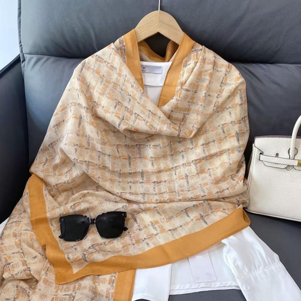 Geometric Chic Satin Scarf - Large, Luxurious Color Block Design - Imitated Silk, Windproof, Versatile Head Wrap & Beach Accessory for Travel Styling