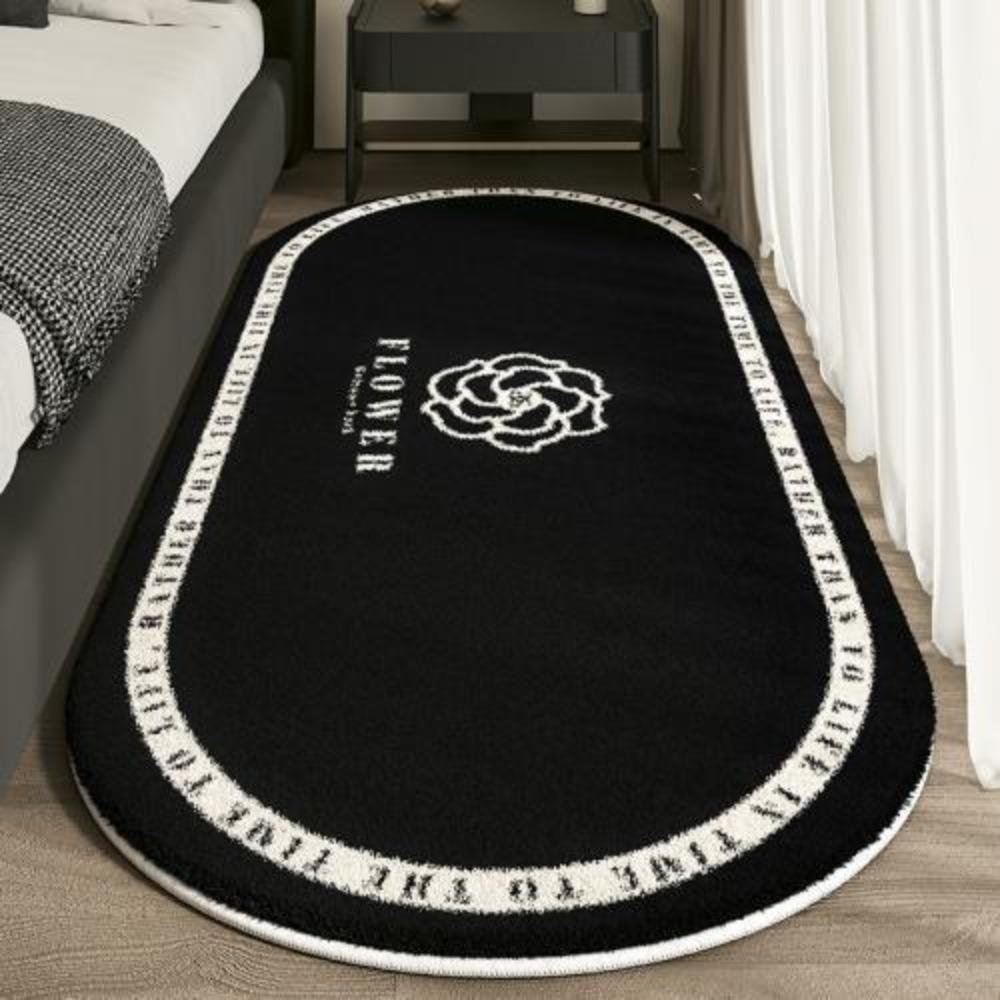 Bedroom Bedside Premium Imitation Cashmere Retro Carpet Machine Washable Thickened Oval Bedside Home Floor Mat Living Room Blanket