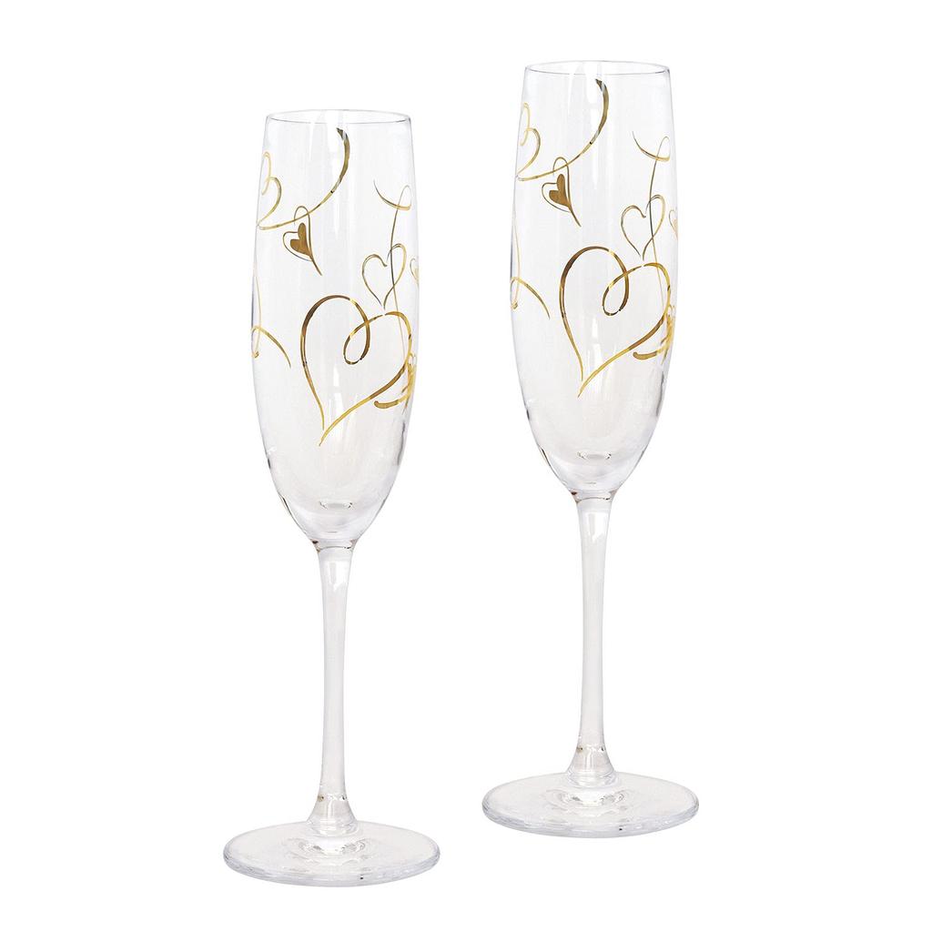 Toyo Sasaki Glass Benedile Wine Glasses, Pair of Champagne Sets, Heart Pattern, 170ml, Clear, G455-S109