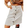 Women Button High Waist Corduroy Package Hip Skirt with Pocket
