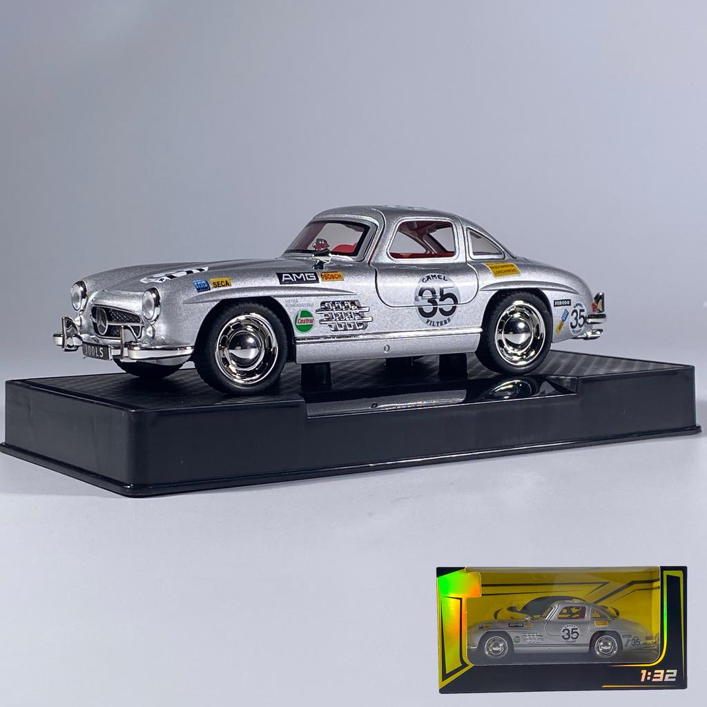 1/32 Benz 300SL 35# Vintage Classic Alloy Metal Diecast Model Car Sound & Light Simulation Collection Display Ornaments Present