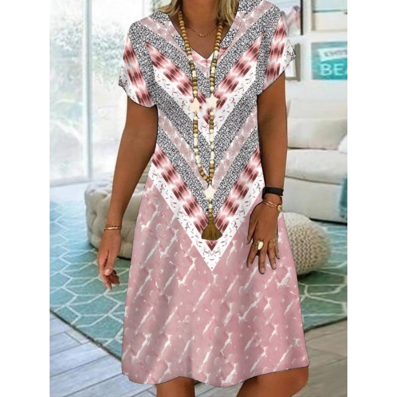 Весенне-летнее женское элегантное платье с короткими рукавами и принтом, элегантное платье XL