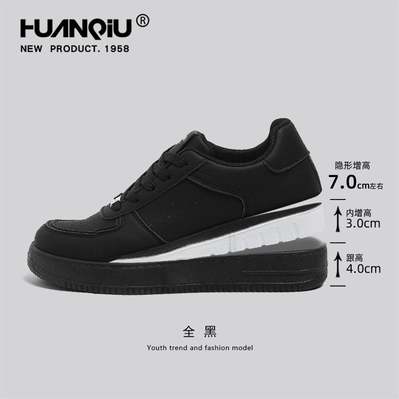 Global Platform Black Board Shoes Men's 2 New Autumn Trend Versatile Shoes Men's Sports and Leisure Small Black Shoes