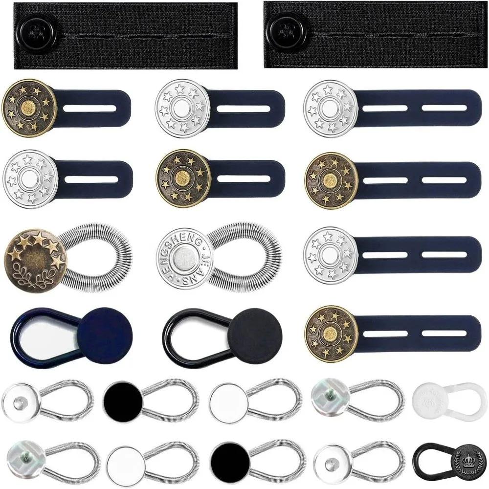 12/16/24/26 Pcs Button Style Button Extenders Strong Elasticity Easy Install Waist Extender Buttons Metal No Sew Extensions