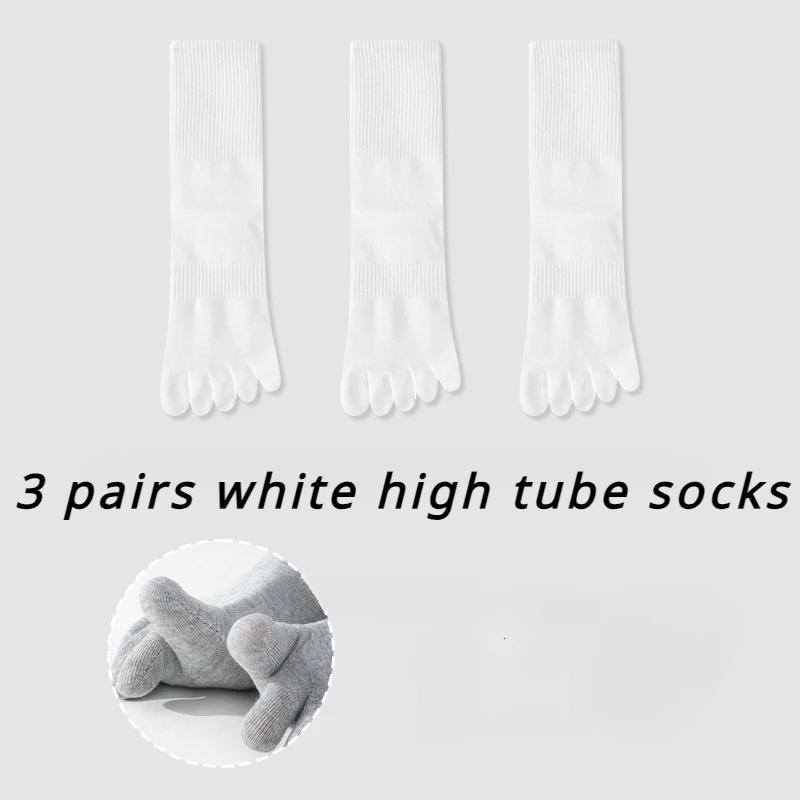 3 Pairs Cotton Five Finger Socks Men Thin Summer Gym Sport Crew Socks with Separate Fingers Non-slip Cotton Toe Socks Midi Tube