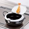 Wahei Freiz Tsubame-Sanjo Made Iron Tempura Pot with Lid, 24cm, with Thermometer, IH and Gas Compatible, Deep Fryer, Tempura Pot, Oil Drainer, Made in