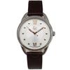 Guess Gc Brown Leather Quartz White Dial Ladies Watch Y13006l1